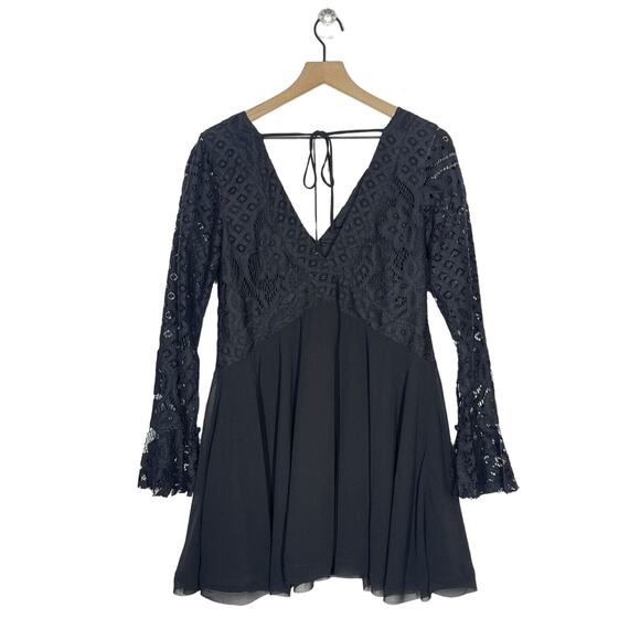 Tularosa X Revolve Skylar Mini Dress Black Lace Size Small V Neck Tie Back - Picture 3 of 12